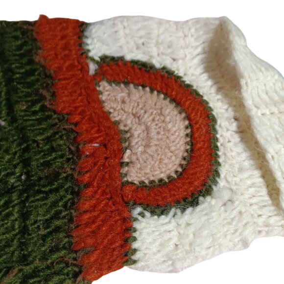 Vintage 1970s Womens 7 foot  KNIT GROOVY BOHO HIPPY LONG Neck Scarf Olive /Green - Picture 3 of 6